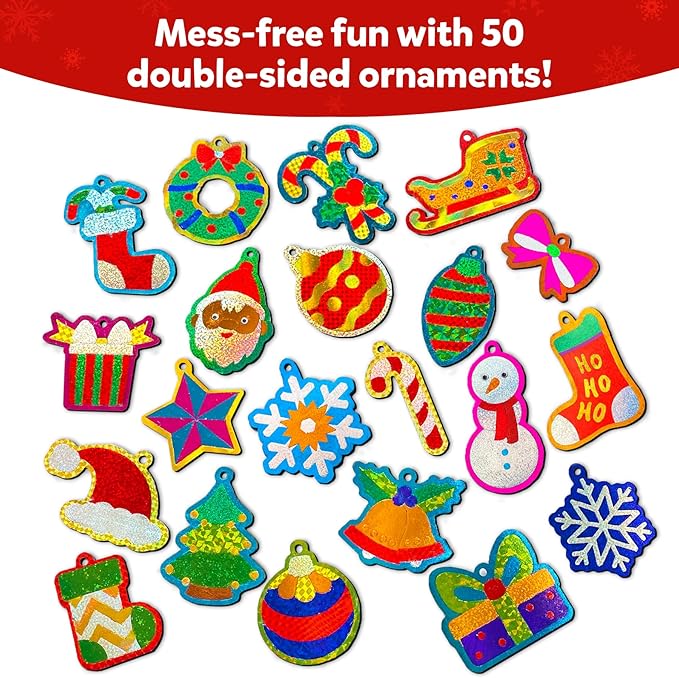 Skillmatics Art & Craft Activity - Foil Fun Christmas Ornaments, Mess Free Art for Kids, Festive Holiday Craft Kits, DIY Decor Creative Activity, Gifts for Girls & Boys Ages 4, 5, 6, 7, 8, 9, and Up
