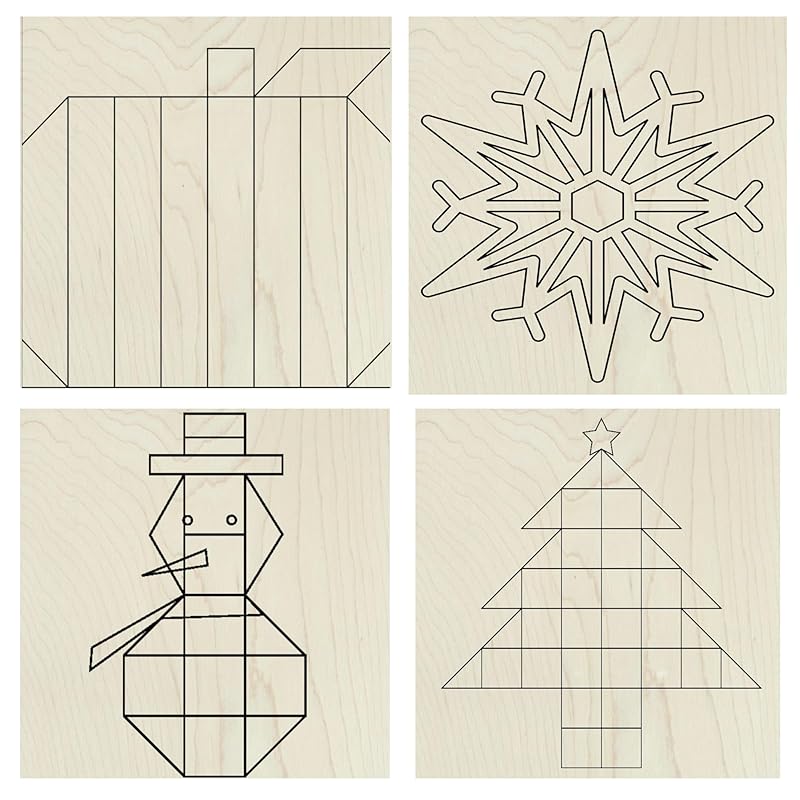 Set of 4 Coasters Small Barn Quilt Kit DIY Pattern Unfinished Wood Quilting Block Sign Paintable Art for Adults and Kids (Fall/Winter Set)