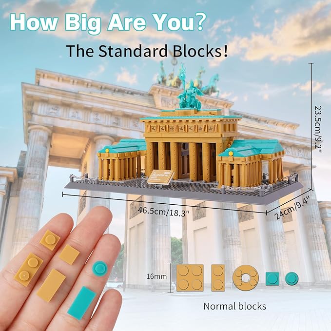 Oichy Brandenburg Gate Building Blocks Set, 1551PCS Creative Toy Building Sets World Famous Architecture Model Kits Best Gift for Adults and Kids