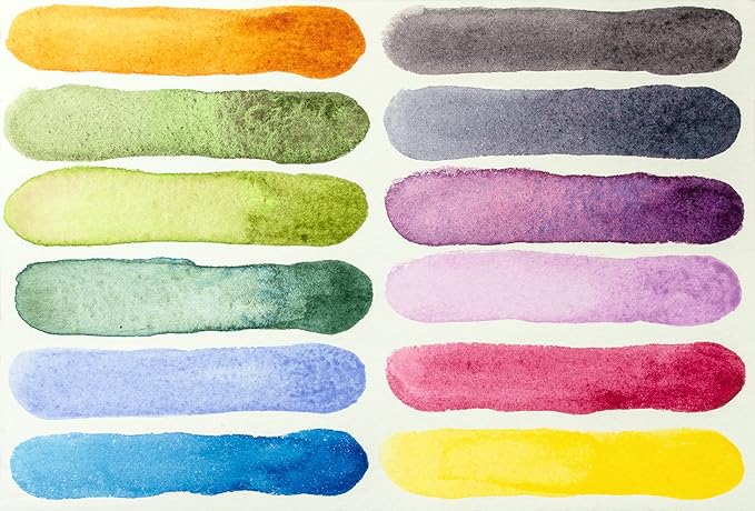 Daniel Smith 285650103 Extra Fine Inspirational Solid Watercolor Paint Set of 12 Half Pans, Metal Case and 12 Empty Containers