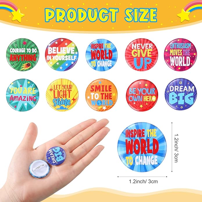 Frienda Inspirational Gift Set Motivational Slap Bracelets with Button Pins Encourage Bracelet for Students School Rewards Gifts