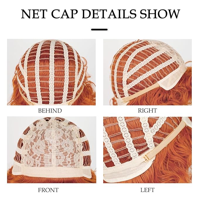 Probeauty Short Curly Orange Wig for Kids, Reddish Afro Wig with Heart Necklace for Child Halloween Costume Party