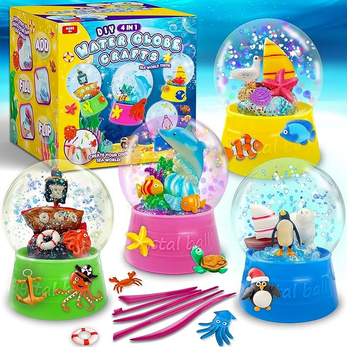 Make Your Own Water Globe - Snow Water Stem Projects DIY Activities Glitters Supplies Perfect Arts & Crafts Clay for Girls Boys Kids Ages 4-6 4-8 6-8 8-12+ Years Old Christmas Holiday Games