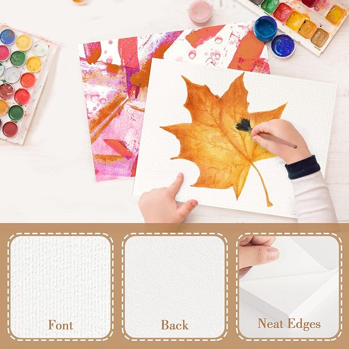 50PCS 5x7 Watercolor Paper Bulk, 140lb/300g Cold Press Thick Water Color Paper Pad for Kid Child Adult, White Art Paper for Drawing Painting Markers Gouache, Textured Cotton Paper Sheets