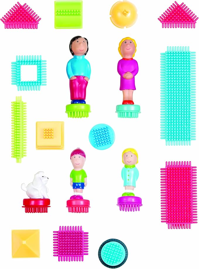 Battat- Bristle Blocks- STEM Interlocking Building Blocks- 80 pc Playset- Reusable Storage Bucket- Developmental Toys for Toddlers & Kids- Big Value Case- 2 Years +