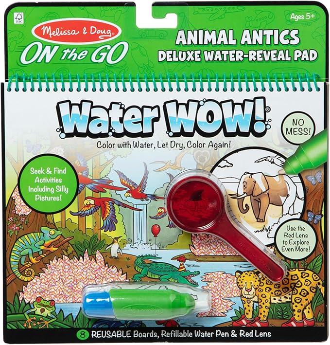 Melissa & Doug On the Go Water Wow! Reusable Water-Reveal Deluxe Activity Pad – Animal Antics