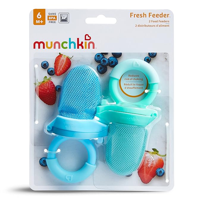 Munchkin Baby Feeder for Fresh Food and Fruit, 2 Pack, Blue/Mint