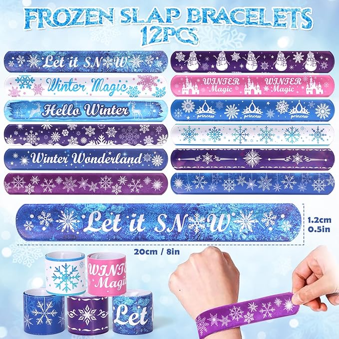 Winrayk 98Pcs Frozen Party Favors Birthday Supplies, Non Woven Tote Bag Snowflake Keychain Sticker Bracelet, Pinata Filler Goody Bag Stuffer Kids Classroom Prize Girls Elsa Frozen Party Supplies Decor