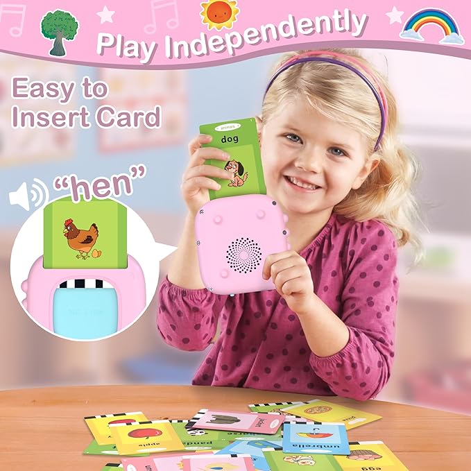 Girls Birthday Gift, Toddler Toys for 1 2 3 4 5 Year Old Girls Gift Idea, 224 Sight Words Talking Flash Cards, Montessori Learning toys, Educational Sensory Toys for Autism, Pocket Speech Theraphy Toy