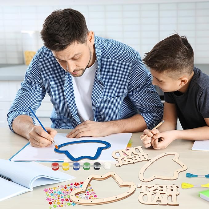 Fennoral 6 Pack DaD Dream Catcher Craft Kit for Kids Paint You Own Father's Day Dreamcatcher DIY Coloring Wooden Art and Craft for Art Activity Project Father Gifts from Daughter Son