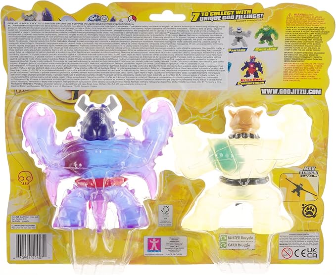 Heroes of Goo Jit Zu Goo Shifters Liquid Gold Pantaro VS Shadow Orb Scorpius Versus Pack, Two Stretchy, Squishy Goo Filled Toys with a Unique Goo Transformation., Multicolor