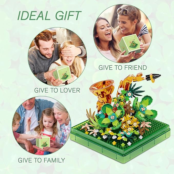 Saxophone Mini Building Block Sets with Colorful Flower Decor, Micro Building Sets with Dust Cover,Gift for Girl,Lover,Mother, Home Office Decor Kit Suit for Kids and Adult Aged 8+(Saxophone)