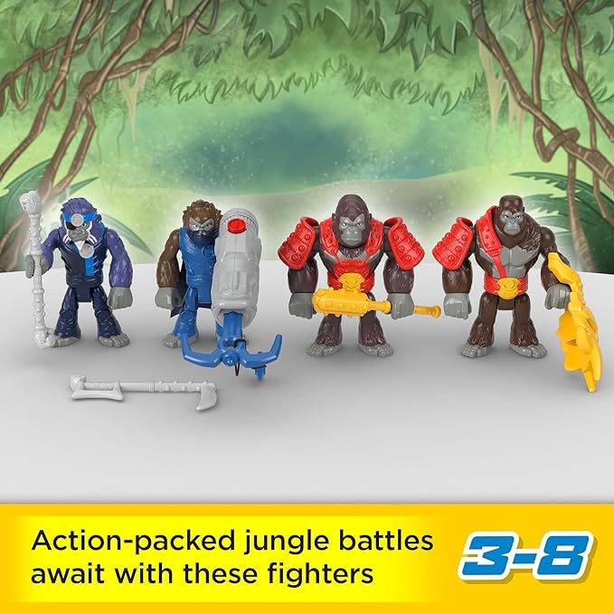 Fisher-Price Imaginext Preschool Toys Boss Level Army Pack 9-Piece Monkey & Gorilla Figure Set for Pretend Play Ages 3+ Years (Pack of 2)