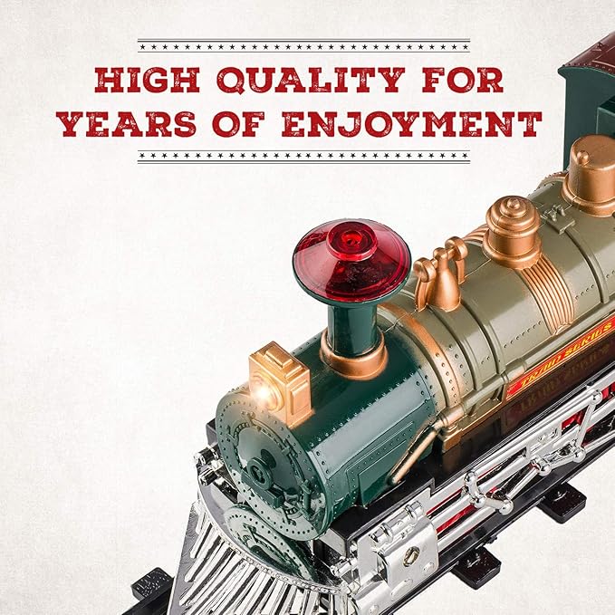 Electric Train Set for Kids Ages 4-8 - Battery-Powered Train Set with Lights & Sounds, Steam Locomotive Engine, Horses & Tracks - Classic Railway Toy Gift for Boys & Girls, Toddler Train Playset