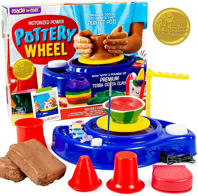 Made By Me Motorized Power Pottery Wheel - at Home Pottery Making – Clay Sculpting Activity for Kids Ages 6 and Up