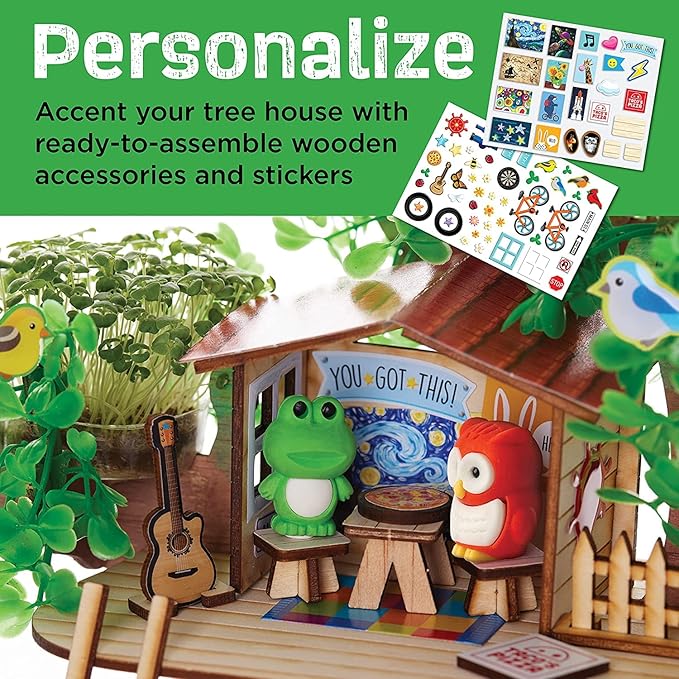 Creativity for Kids Build and Grow Tree House Craft Kit - Treehouse Playset Toy for Boys and Girls, Classic Toys for Kids
