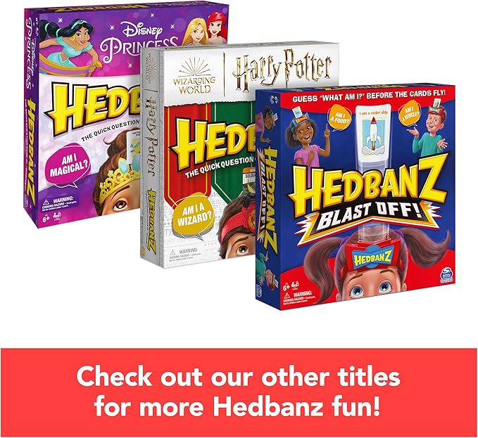 Hedbanz, Harry Potter Wizarding World 2022 Edition with New Cards Family Board Game Gift Toy Merchandise Books Movies Card Game House Headbands, for Adults & Kids Ages 6 and up