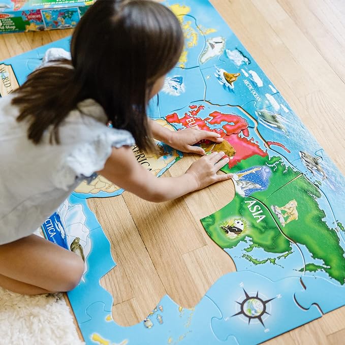 Melissa & Doug World Map Jumbo Jigsaw Floor Puzzle (33 pcs, 2 x 3 feet)