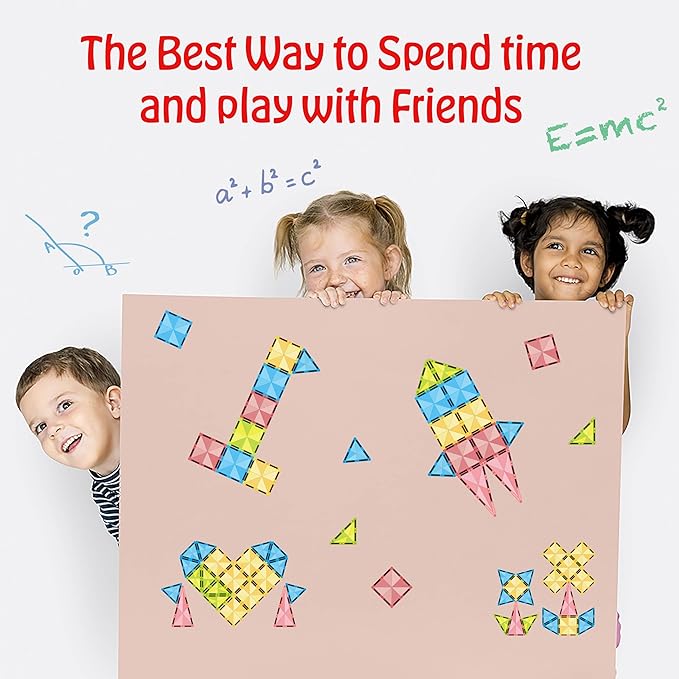 PicassoTiles Magnet Tile Building Blocks Mini Diamond Series Magnetized Toy Travel Size Compact Portable Magnetic Construction Block STEM Sensory Toy Early Education Learning Kids Ages 3+ PTM24