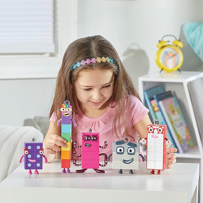 hand2mind Numberblocks Friends Six to Ten Figures, Cartoon Action Figure Set, Toy Figures, Play Figure Playsets, Small Figurines for Kids, Number Toys, Math Toys, Stocking Stuffers for Kids 3-5﻿