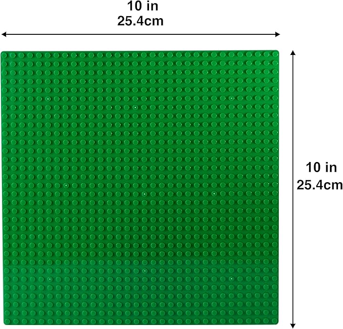 Apostrophe Games Building Blocks Base Plates Compatible with All Major Brands – 2 Pack, 10-1/16" x 10-1/16" Inches Baseplate for Building Bricks – Durable and Sturdy Baseplates (2X Green)