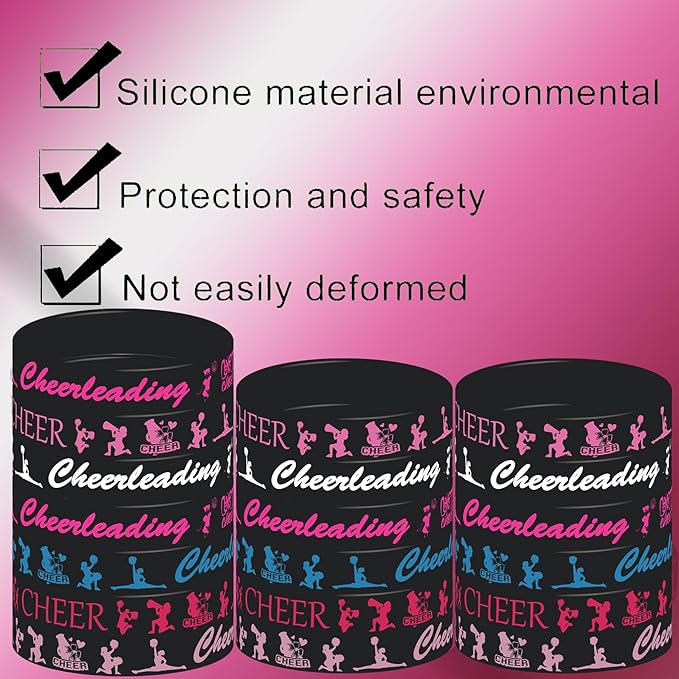 48 Pcs Cheer Party Favors Rubber Bracelets Silicone Wristbands,Cheerleading Party Favors Supplies Decorations for Cheer Team and Cheerleaders