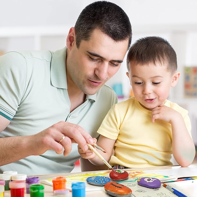 Klever Kits Halloween Rock Painting Kit for Kids, Glow in The Dark Rock Painting with Paint Tubs, Creativity Arts Crafts DIY Supplies Kit for Halloween, Kids Painting Gifts, Family Activity