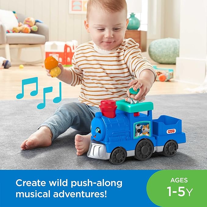 Fisher-Price Little People Toddler Toy Animal Train Push-Along Vehicle with Music Sounds & Figures for Preschool Pretend Play Kids Ages 1+ Years