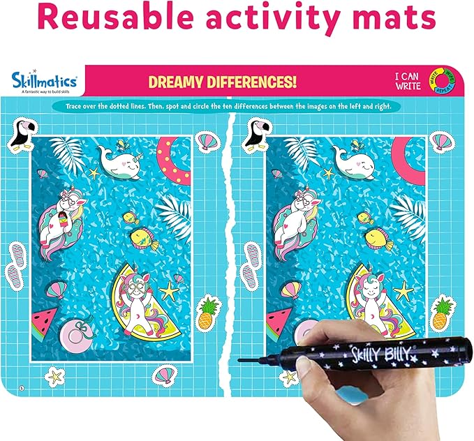 Skillmatics Educational Toy - I Can Write Unicorns, Preschool & Kindergarten Learning Activity for Kids, Toddlers, Supplies for Classroom, Gifts for Girls & Boys Ages 3, 4, 5, 6
