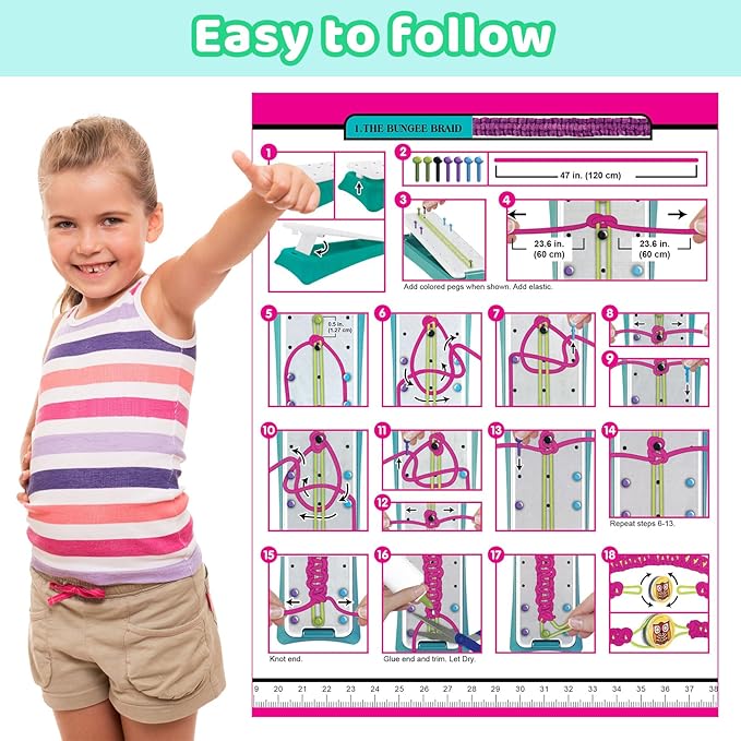 PREPOP Arts and Crafts Toys - Friendship Bracelet Making Kit for Girls, DIY Birthday Gifts for Kids Ages 7 8 9 10 11 12 Year Old, Travel Activity and Party Supply for Bracelets String Maker