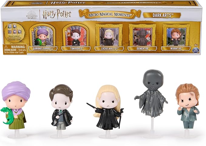 Wizarding World Harry Potter, Micro Magical Moments Dark Arts 5-Pack Figures Set & Display Cases (Amazon Exclusive), Kids Toys for Ages 6 and up