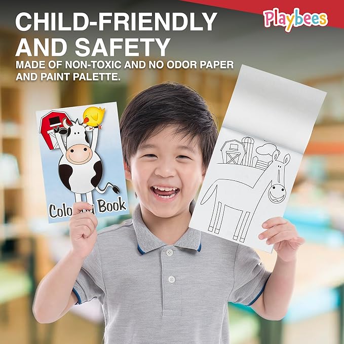 Playbees Mini Coloring Book - 12 Assorted Activity Sheets - 6 Pages Each - Educational Tool, School Supplies - Portable Party Favors, Sensory Tools, Enhance Focus, Creativity - Kids Ages 3+