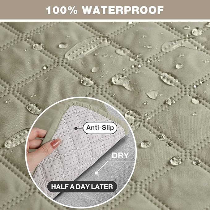 TAOCOCO Loveseat Recliner Cover Non-Slip Sofa Slipcover, Pet Cover for Loveseat Recliner with Elastic Straps, Washable Reclining Loveseat Cover Recliner Furniture Protector (2 Seater, Sand)