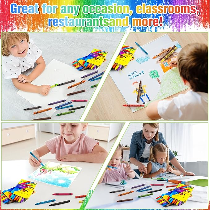 Jeffbaubl Bulk Crayons,30 Boxes of 8-Packs Color Crayons, Bulk Crayon Individual Packs,Washable Crayons,Crayons Party Favors for Classroom Restaurants School Supplies(8 Colors