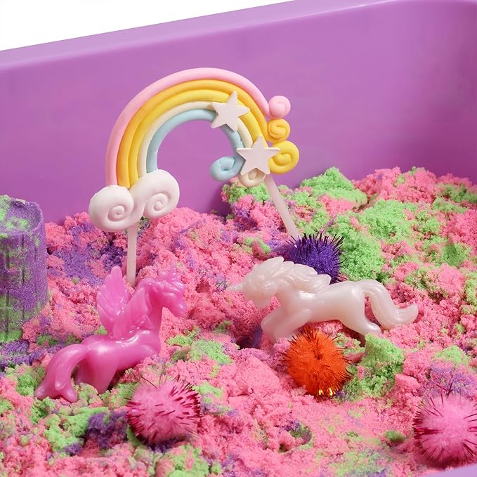 Unicorn Sensory Bin, Unicorn Sensory Toys with Play Sand for Toddlers Boys and Girls, Kids Toys Gift Sand Box for Age 3 4 5 6 7 8