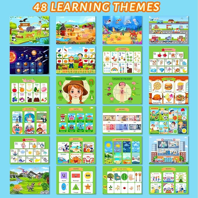 CRAZYTHUR Busy Book with 48 Themes Learning and Coloring for Kids, Busy Book for Toddlers, Toddler Preschool Busy Books for Homeschool Preschool, Gifts for Girls and Boys Ages 3, 4, 5, 6