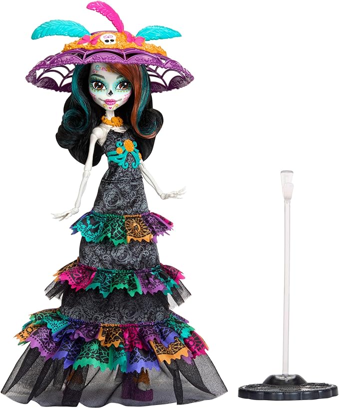 Monster High Doll, Skelita Calaveras Día De Muertos 2024 Howliday Collectible with La Catrina Hat, Papel Picado Dress, and Displayable Packaging