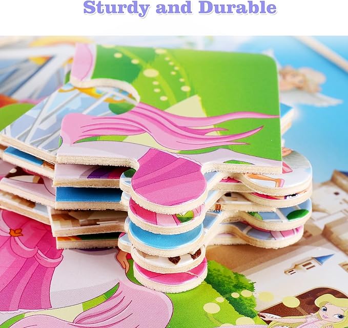 Wooden Puzzles for Toddlers 2-5 Years Old(Set of 6), 9 Pieces Preschool Educational and Learning Animal Jigsaw Puzzle Toy Gift Set for Girls