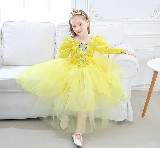 Dressy Daisy Girls Princess Dress Up Costume Mermaid Halloween Xmas Birthday Parties Long Sleeve Size 4-5 Yellow