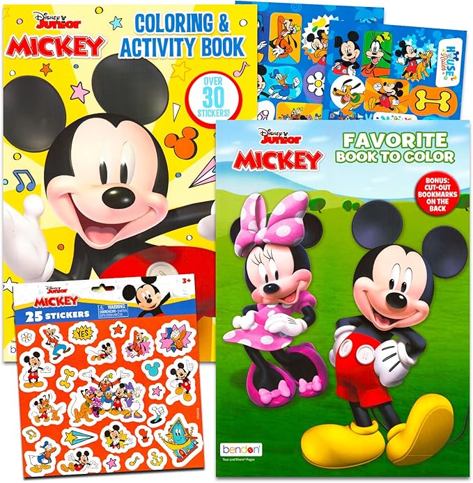 Mickey Mouse Coloring Book with Stickers Set - Mickey Activity Book and Sticker Bundled with 2 Specialty Separately Licensed GWW Reward Stickers