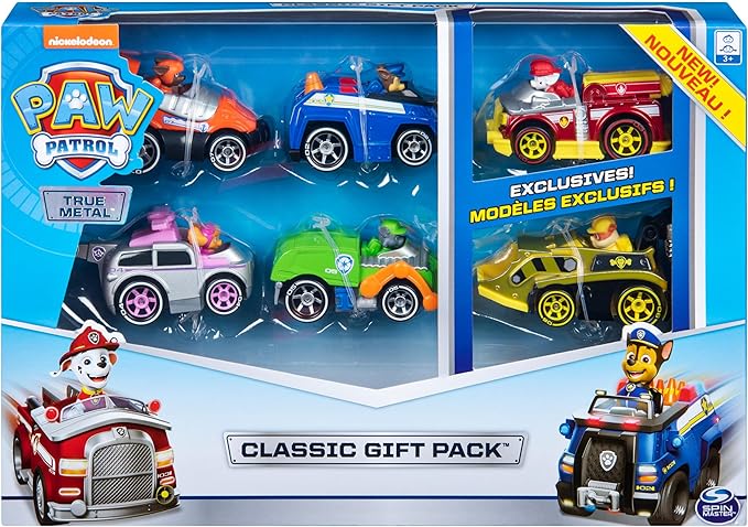 Paw Patrol, True Metal Classic Gift Pack of 6 Collectible Die-Cast Vehicles, 1:55 Scale