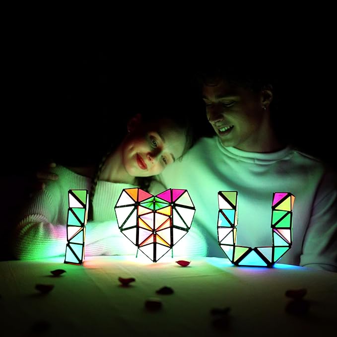 TOSY Magnet Pyramid Glow - 1 Cube Transforms into 1 Billion Shapes (Heart, Rose, Chocolate box…), 243 Rare Earth Magnets, Glowing, Holographic Design, Puzzle Toy, Easter Valentine Gift for him for her