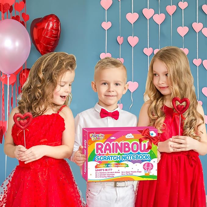 Party Favors for Kids: 48 Pack Rainbow Scratch Art Notebook Classroom School Supplies Bulk for Girls Boys Goodie Bags Stuffers, Return Gifts for Birthday Party Valentines Gift Kid Crafts