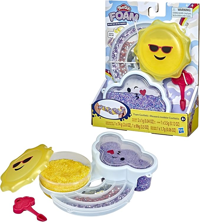 Play-Doh Foam Confetti Mixing Kit, Scented Tactile Toy for Kids 4 Years and Up with Add-in Beads and Charms, Non-Toxic