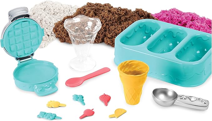 Kinetic Sand Scents, Ice Cream Treats Playset with 3 Colors Scented Play Sand & 6 Tools, Sensory Toys for Kids Ages 3 and up