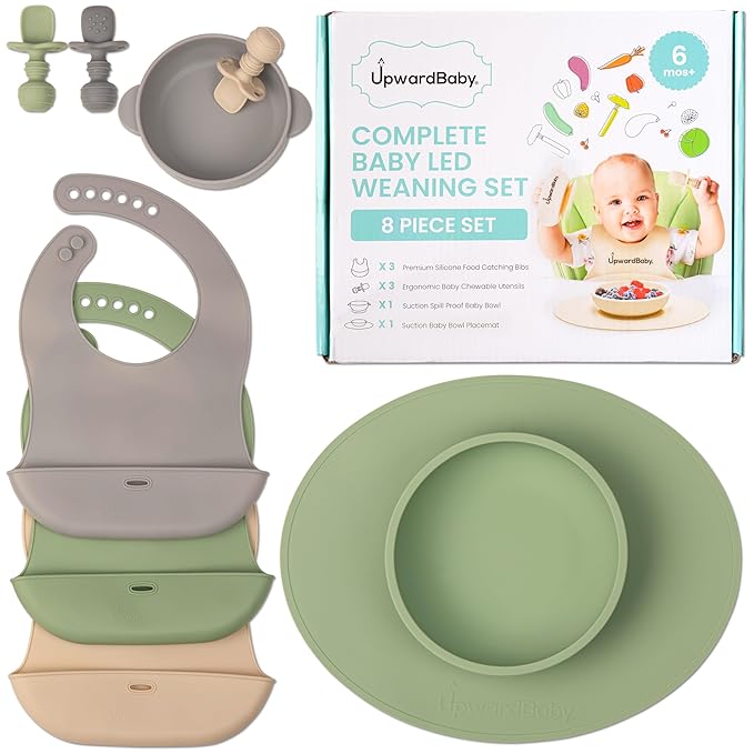 Upward Baby Led Weaning Supplies, Silicone Baby Feeding Set, Baby Feeding Essentials, Baby Led Weaning Set, Baby Eating Essentials, Baby Silicone Feeding Set, Baby Dishes, Baby Plates and Bowls Set