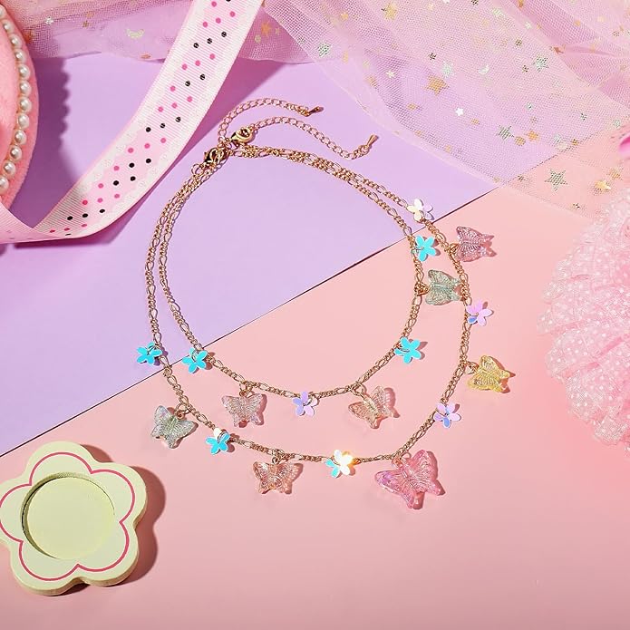 PinkSheep Toddler Jewelry Kids Jewelry Kids Necklace Choker and Bracelet 3 Pack 9pcs, Little Girls Jewelry In Box, Flower Girl Gift Kids Girls Accessories