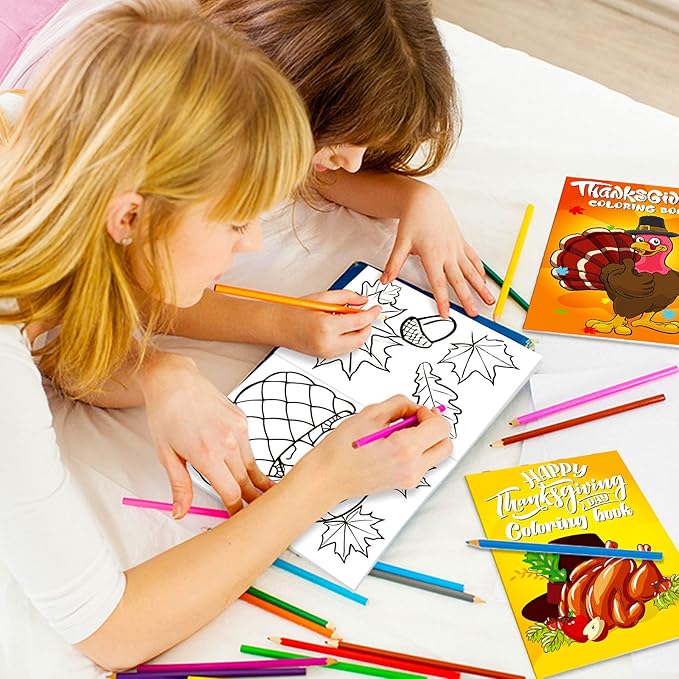 Omgouue 36Pcs Thanksgiving Coloring Books Kids Cute Thanksgiving Coloring Book for Kids All Ages Indoor Activities at Home Party Favors Gift Supplies