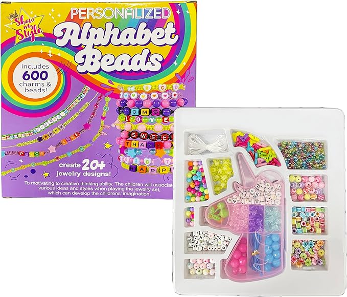 Lreyrous Colorful Letters Beaded Personalized Bracelet Toy Making kit 600PCS, Educational DIY Creative, Girls Party Birthday Gift for Children Over 6 Years Old
