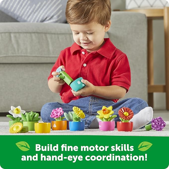 Learning Resources Shape & Color Garden, Flower Toys for Toddlers, Travel Toys, Sorting and Stacking Toys, Ages 18 Months+, 20 Pieces